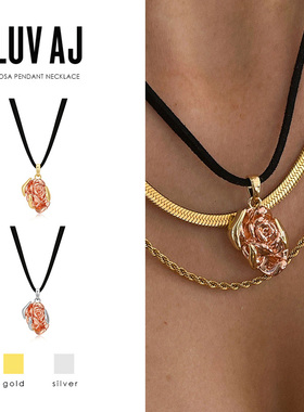 LUVAJ绒带玫瑰吊坠项链轻奢小众