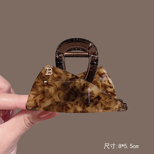 高奢琥珀纹理醋酸抓夹女新款 气质发夹高级感后脑勺半扎鲨鱼夹