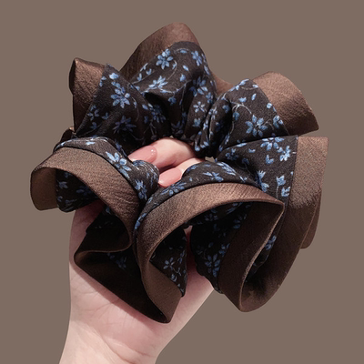 温柔秋冬高品质素雅复古温柔碎花大肠发圈女2025新款高端发绳头绳