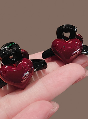 红色发夹女网红新款头发夹子爱心小号刘海抓夹前额侧边碎发卡头饰