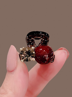 红色珍珠迷你小抓夹女前额侧边小夹子2025新款刘海夹水钻发夹发饰