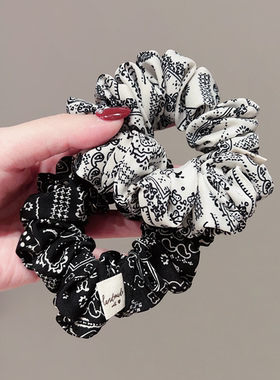 发绳发圈复古印花大肠发圈女2025新款高级感百搭扎发马尾头绳气质