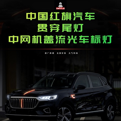 红旗H5H7H9HS5HS7中网灯机盖灯改装车标LED灯发光车标灯贯穿尾灯