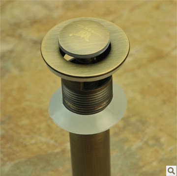 欧式全铜面盆下水器 仿古弹跳溢水口下水器 青铜去水 台盆必用