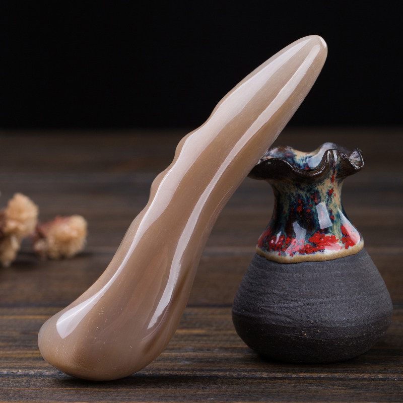 天然老白水牛角眼霜导入棒 眼部按摩点穴 面部美容大拇指拨筋棒