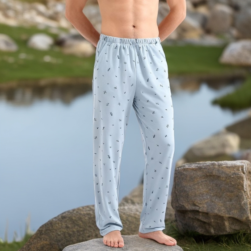 男秋冬印花加绒加厚高品质加肥加大码高弹力可外穿保暖长裤居家裤