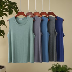 2026男夏季凉感薄款莫代尔背心宽松休闲家居服无袖上衣大码打底衫