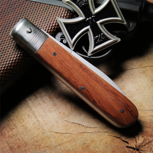 德国单复刻二战德式口袋刀单兵野外求生折叠水果刀木柄不锈钢餐刀