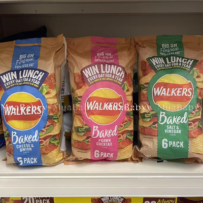 现货 英国baked烤薯片土豆片脆片虾鸡尾风味盐醋芝士洋葱