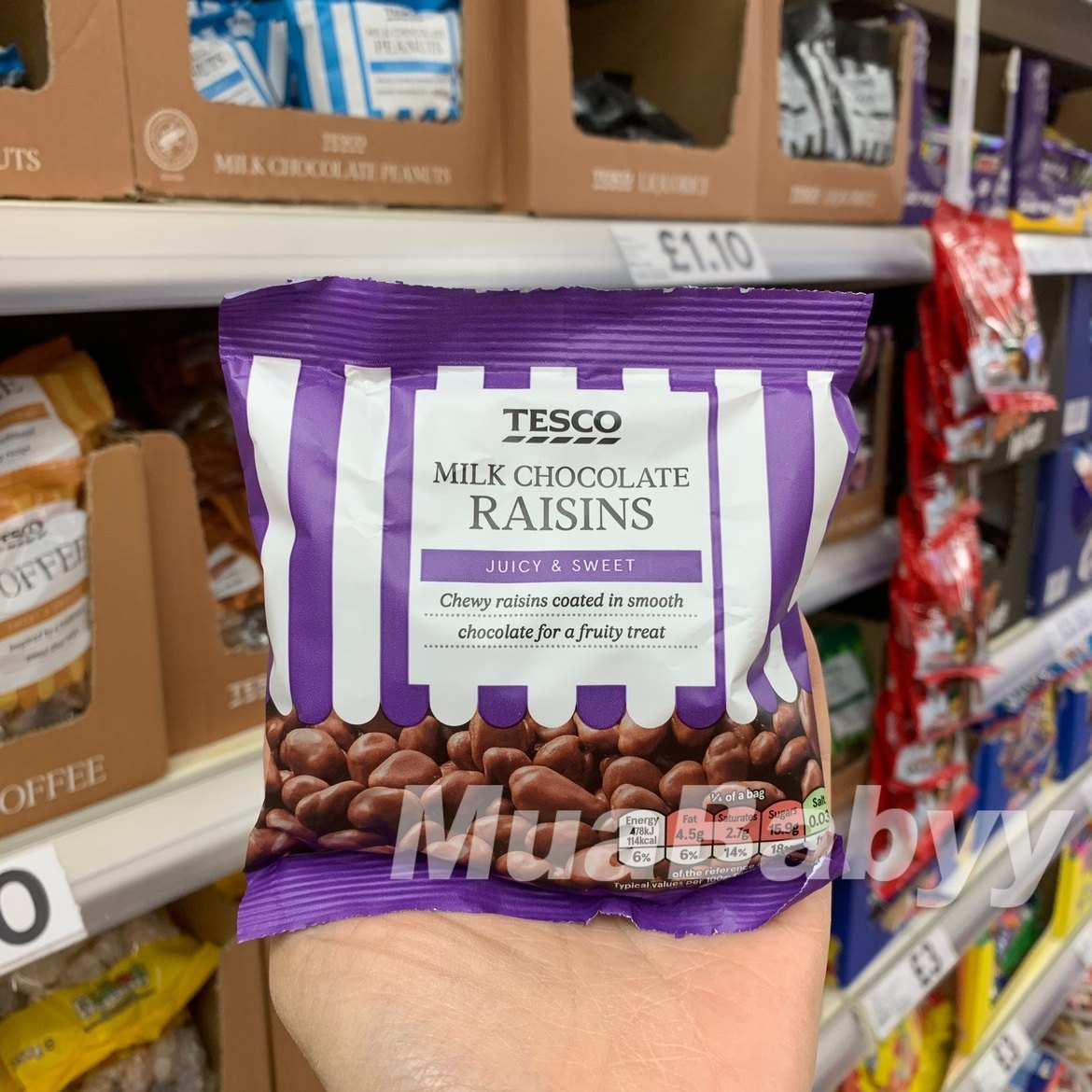 现货 英国TESCO葡萄干巧克力豆奶油办公室休闲零食150g,零食/坚果/特产,巧克力制品,淘宝优惠券,粉丝福利购,淘宝优惠卷