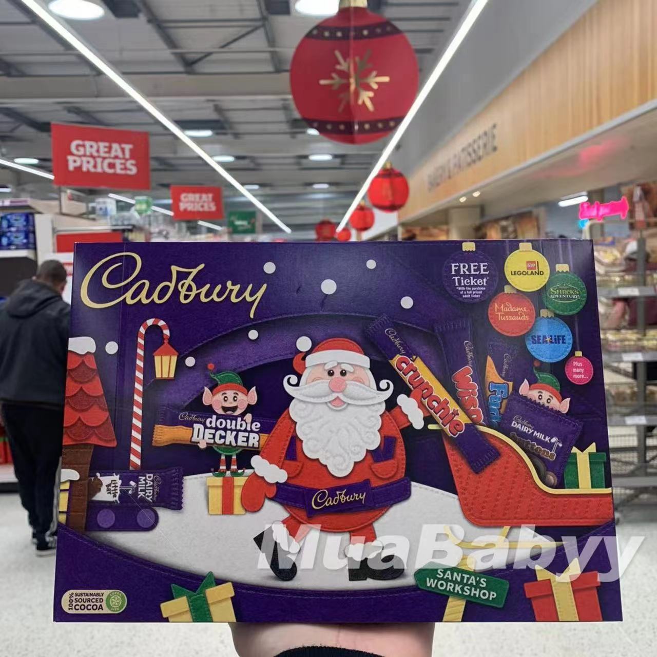 现货 英国cadbury吉百利巧克力圣诞礼盒125g牛奶巧克力