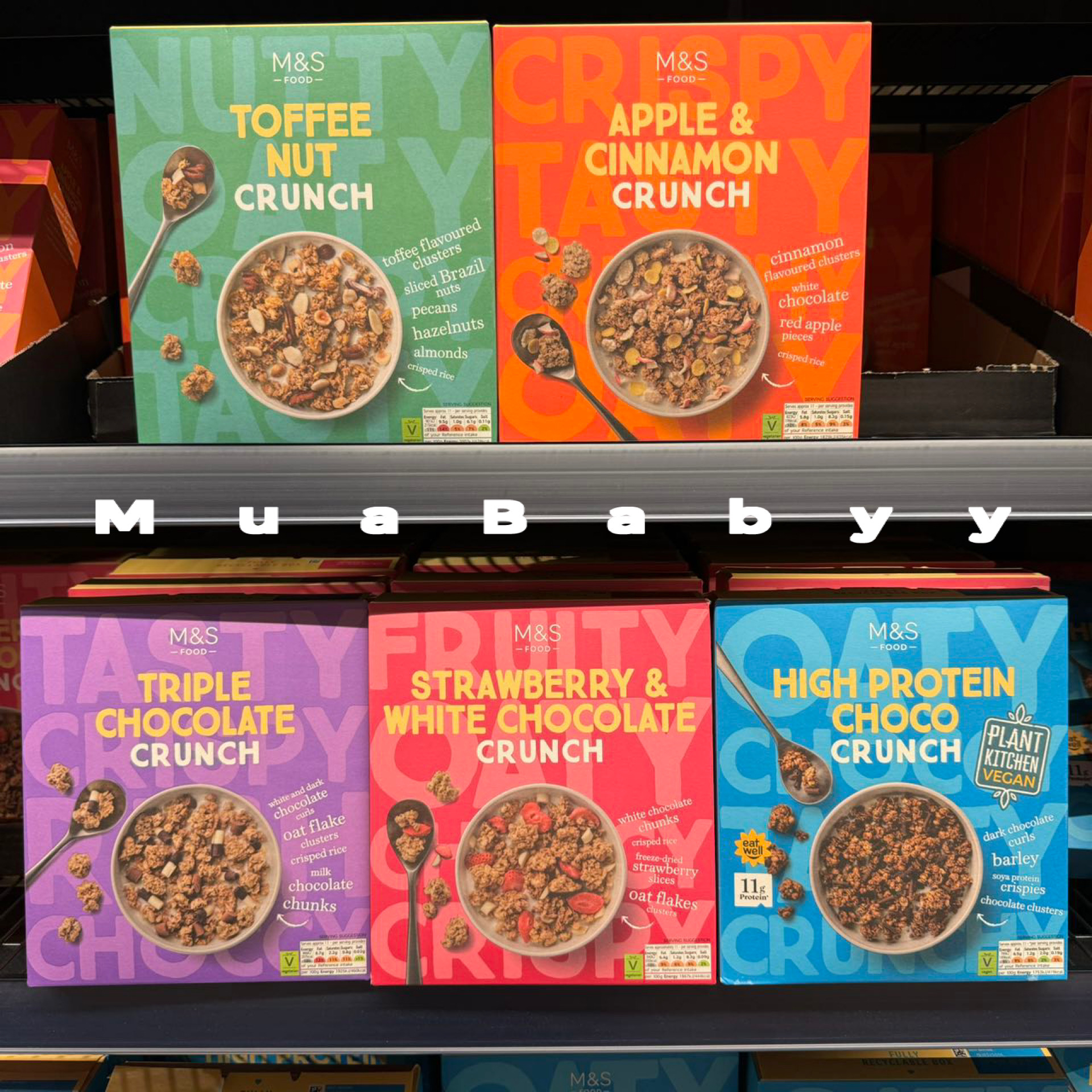 现货 英国M&S玛莎苹果肉桂酸奶即食酥脆燕麦片早餐代餐多口味500g