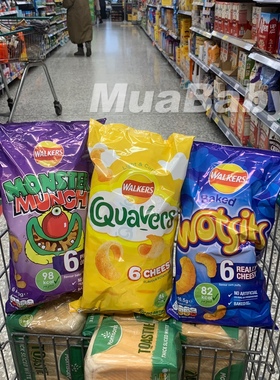 现货 英国Walker Monster怪物烟熏洋葱玉米薯片 quavers烤芝士条