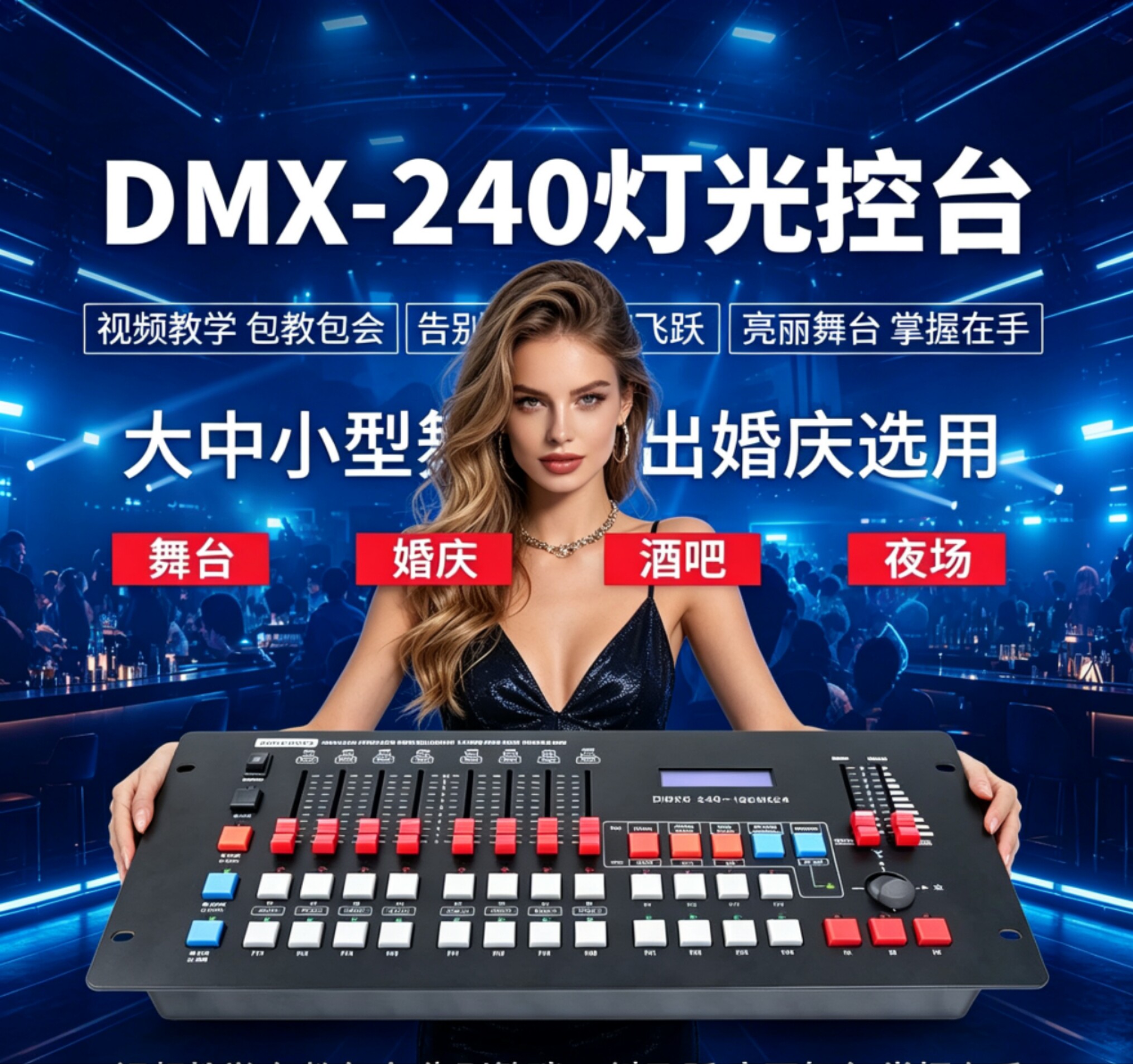 DMX512控台240控台 调光台帕灯光束摇头灯婚庆婚礼堂舞台灯控制器