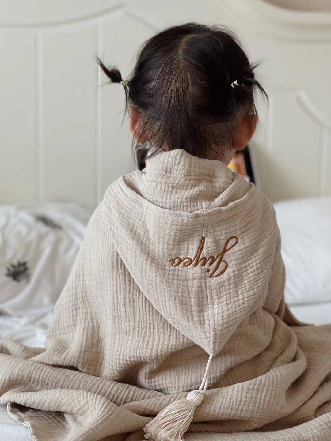 【可定制名字】Benibaby婴儿浴巾纯棉四层纱布连帽斗篷浴袍抱被