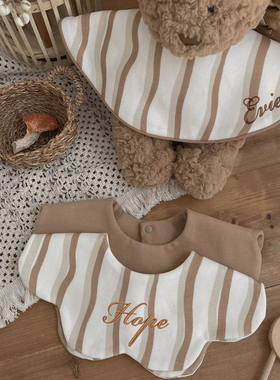 可定制名字ins风韩版新款宝宝棉质围嘴婴儿口水巾双面口水兜围兜