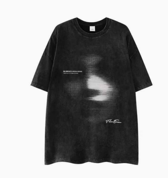 thumbnail for Plus-Size European and American Hip-Hop Dark Abstract Phantom Washed Vintage Pure Cotton Extra-Large Size 300 Short-Sleeve Loose T-Shirt