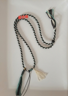 纯手工编织网红藏式手搓棉绳挂脖项链绳蜜蜡唐卡玉石翡翠绿松南红