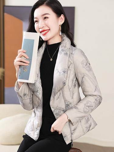 2025秋冬新款复古保花百高领羽绒棉服女时尚优雅短款棉袄外套