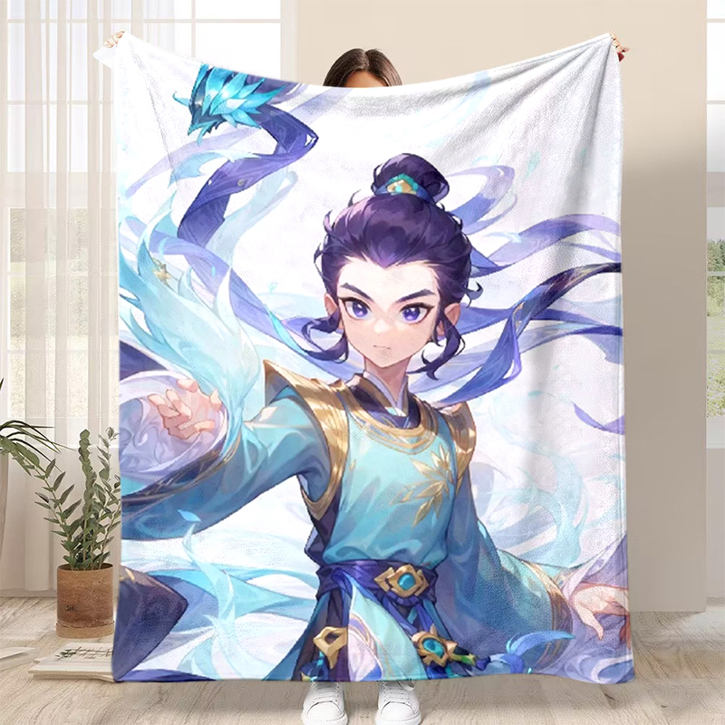 梦幻西游同人法兰绒毛毯图案定制办公室空调毯披肩毯午睡毯沙发毯