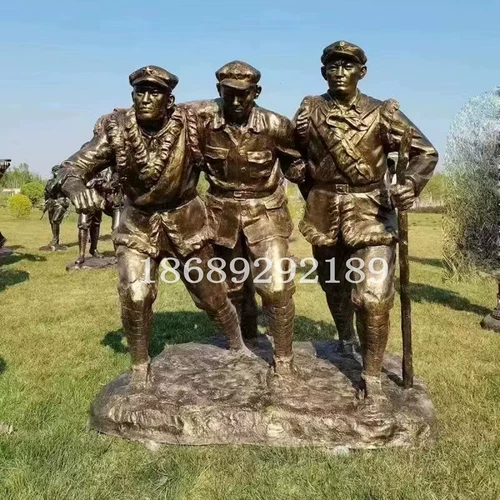 Пользовательские литые медные волокно -армированные стальные стальные военные фигуры Падающие скульптура имитация медная плавающая садовая скульптура лес лес на открытом воздухе