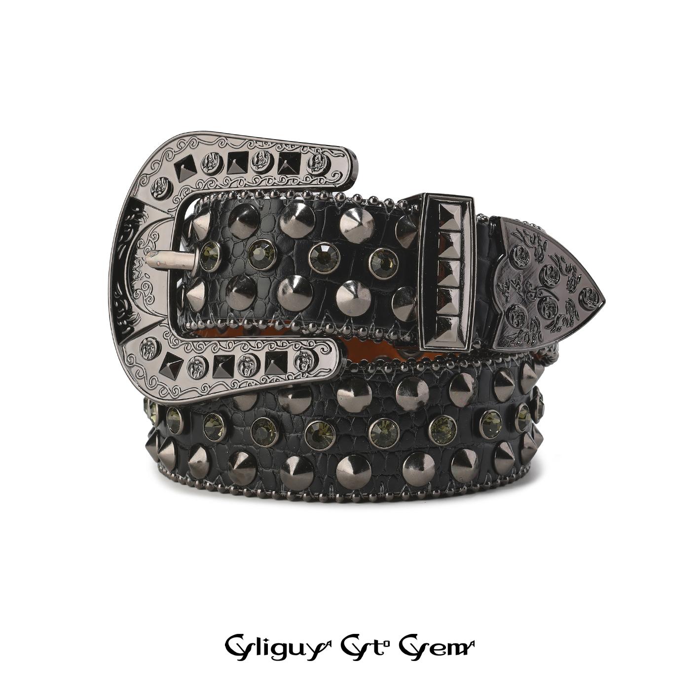 朋克摇滚复古水钻铆钉皮带