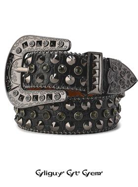 CYCYCY Y2K千禧复古朋克摇滚鳄鱼纹黑钻铆钉百搭皮带 腰带李耕耘