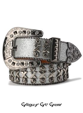 CYCYCY Y2K千禧复古朋克摇滚硬核闪灰X扣铆钉百搭皮带 腰带唐九洲