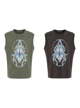 CyCyCy Y2K千禧朋克春夏赛博蜘蛛暗黑无袖圆领套头宽松背心男女