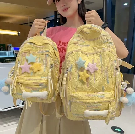 高颜值书包女初中生韩版森系大容量背包高中小可爱轻便双肩包