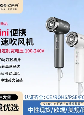跨境迷你高速吹风机110V美规欧规负离子不伤发旅行便携mini电吹风
