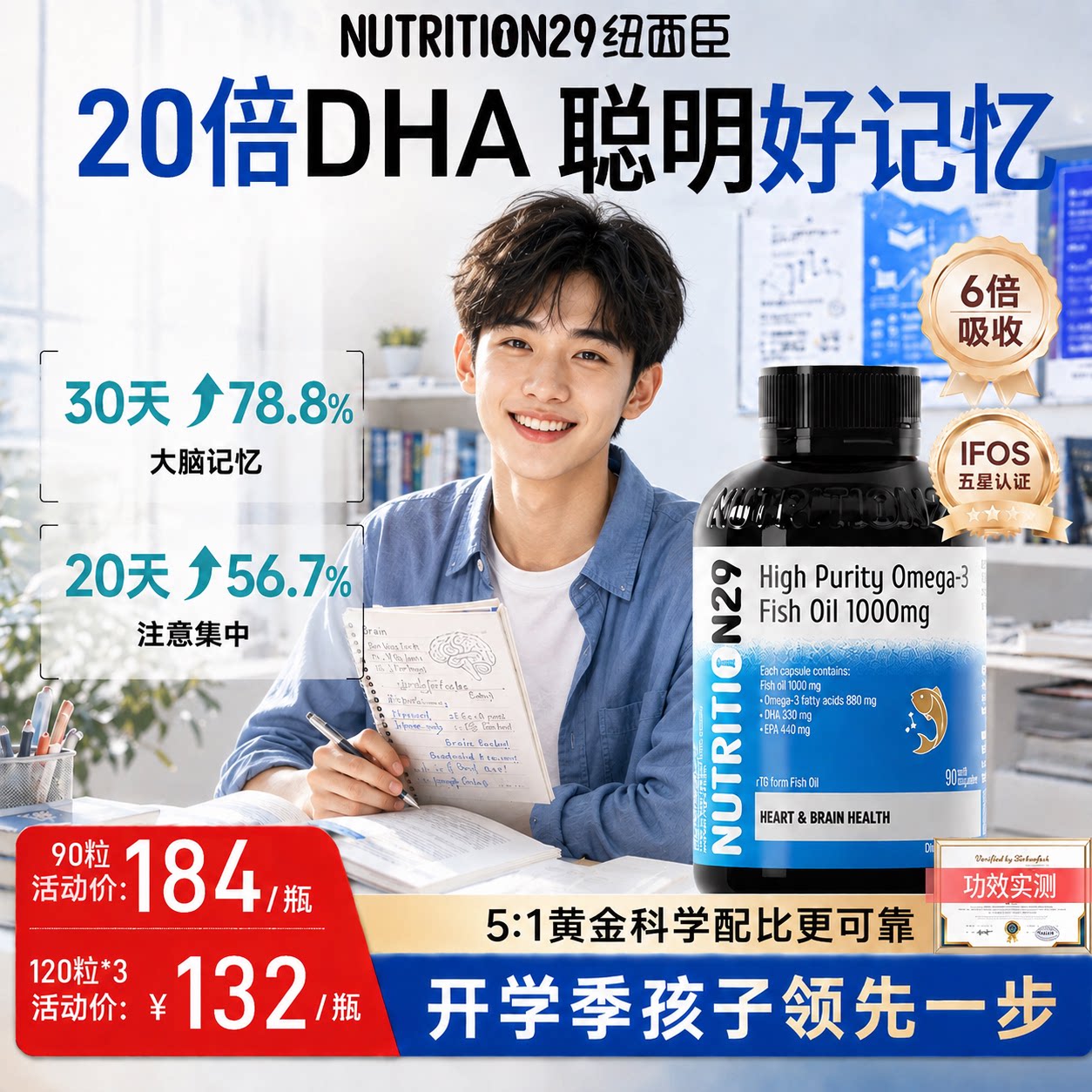 开学季好物【DHA鱼油】成绩领先