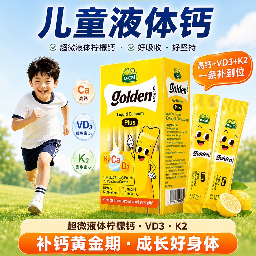 迪巧液体钙小黄条plus儿童成长钙片婴儿补钙维生素d3k2旗舰店