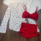 小胸分体遮肚显瘦游泳装 新款 游泳衣女三件套韩国ins纯欲防晒罩衫