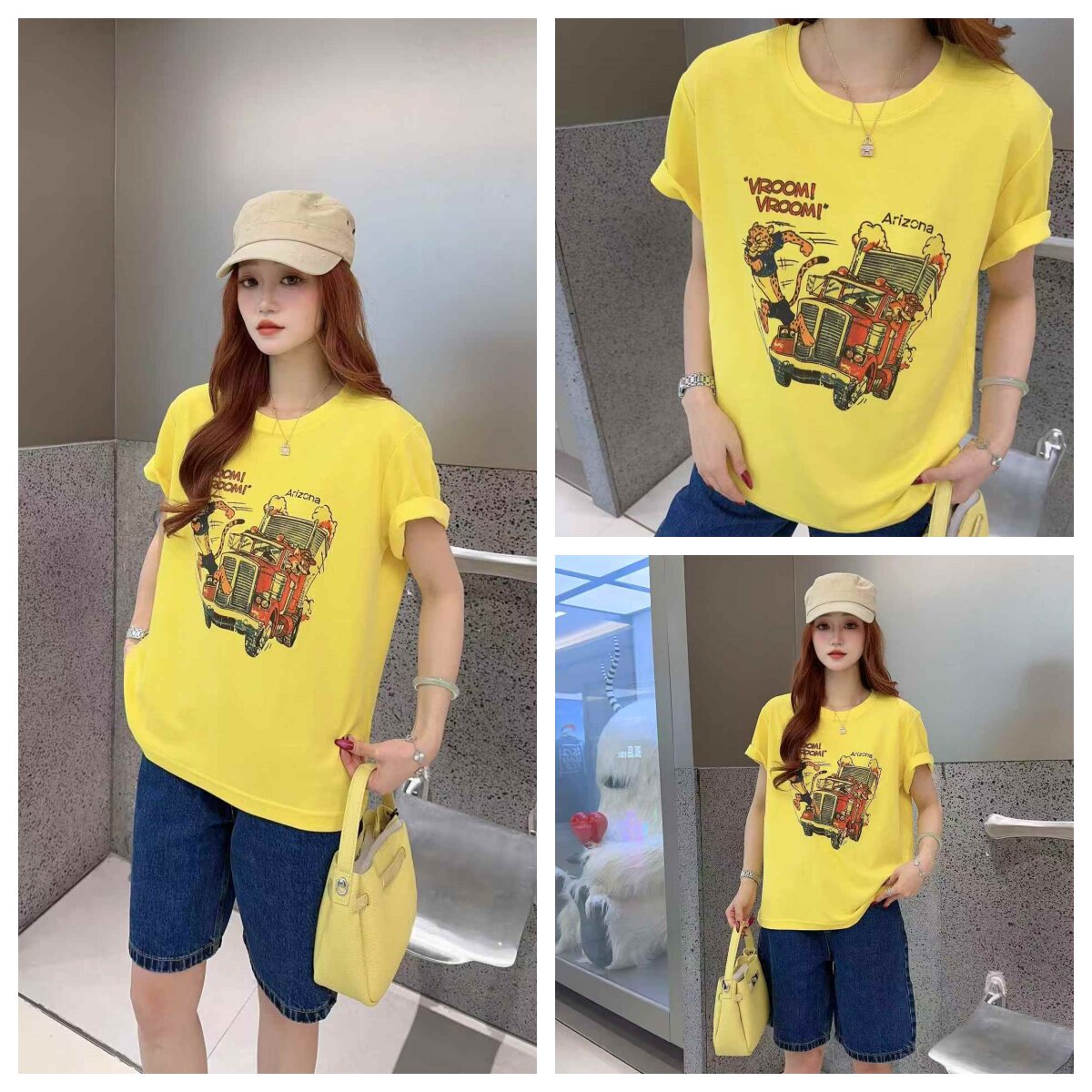 女装新款时尚卡通短袖T恤欧洲站休闲百搭圆领宽松女上衣半袖衫