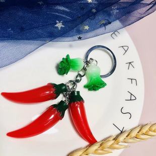 仿真迷你火红小辣椒喜庆饰品创意可爱钥匙挂饰书包挂件钥匙链