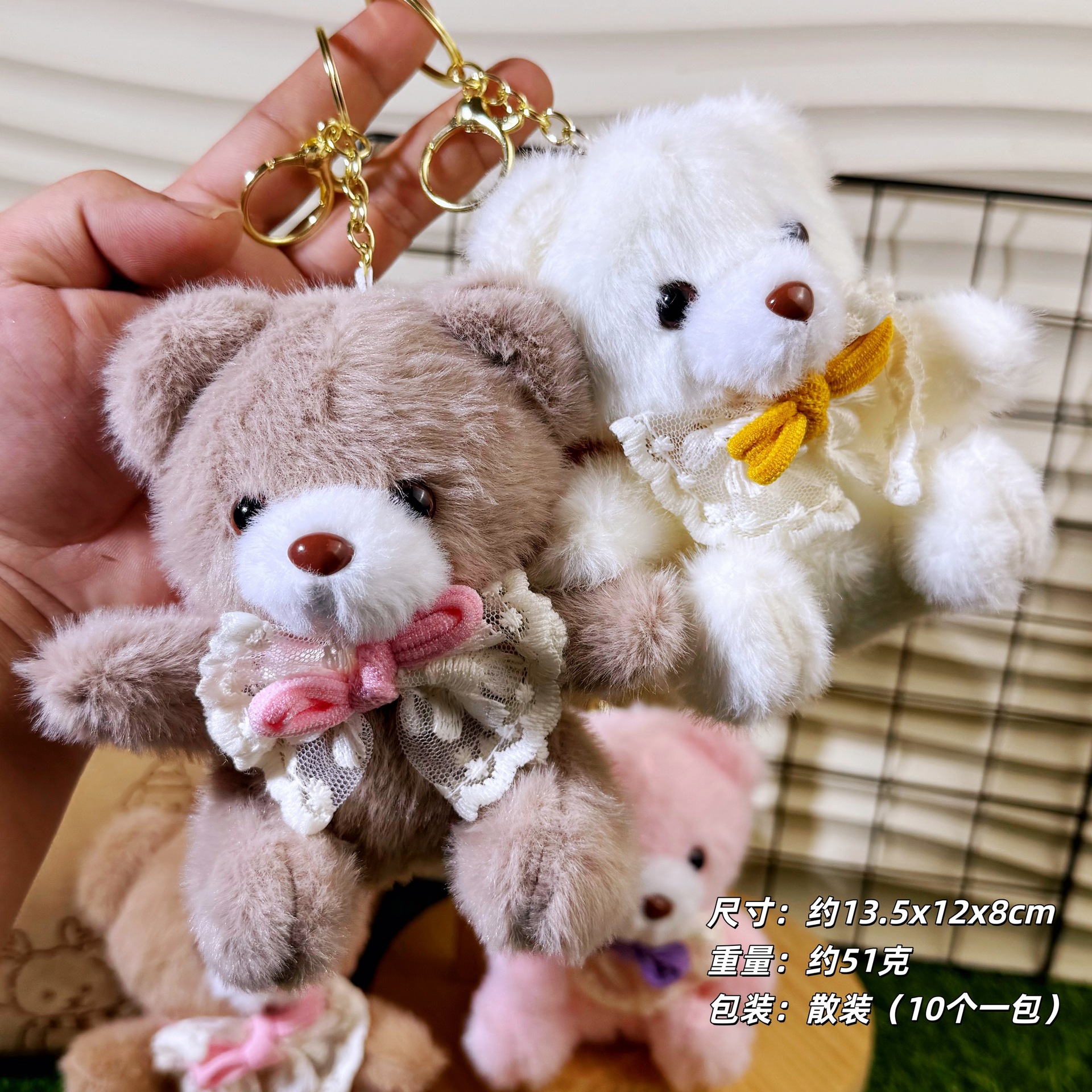 网红可爱萌蝴蝶结小熊挂件毛绒玩具公仔泰迪熊宝宝挂饰钥匙扣娃娃