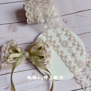 手工蝴蝶结发饰材料金银丝线花朵刺绣蕾丝小清新花边diy蝴蝶结