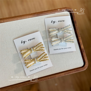 包邮小众宝宝金银蝴蝶结边夹闪钻蝴蝶结不伤发夹非Rae同款一对价