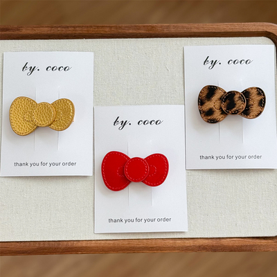 包邮小众手工小红书红色领结发夹儿童可爱立体漆皮蝴蝶结发夹ktt