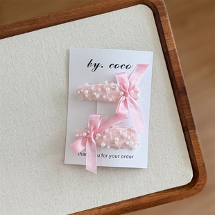 包邮儿童水晶灯发夹宝宝碎发边夹女童手工亮片珍珠蕾丝不锈钢BB夹