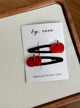 红苹果儿童小众宝宝可爱手工发夹边夹儿童真皮发饰