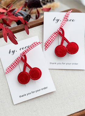 限时包邮手工发夹头饰樱桃车厘子儿童侧边红色新年发夹非Rae同款