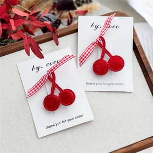 手工发夹头饰樱桃车厘子儿童侧边红色新年发夹非Rae同款 限时 包邮