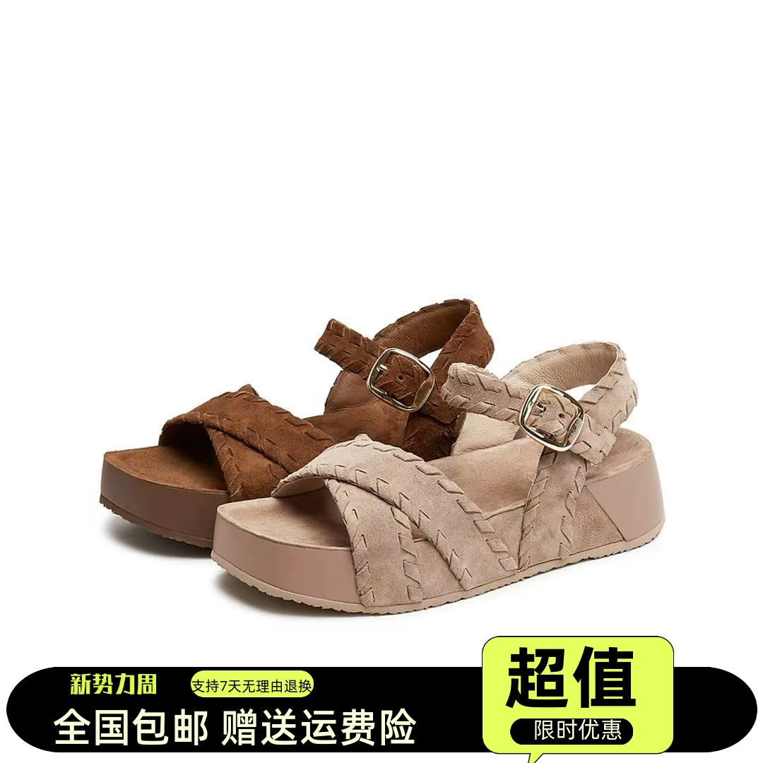 商场同款女鞋2025夏新款复古休闲凉鞋厚底沙滩凉鞋女凉鞋EF601B