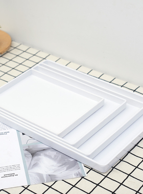 长方形托盘亚克力盘密胺塑料白色大号咖啡店黑色酒店美容院专用盘