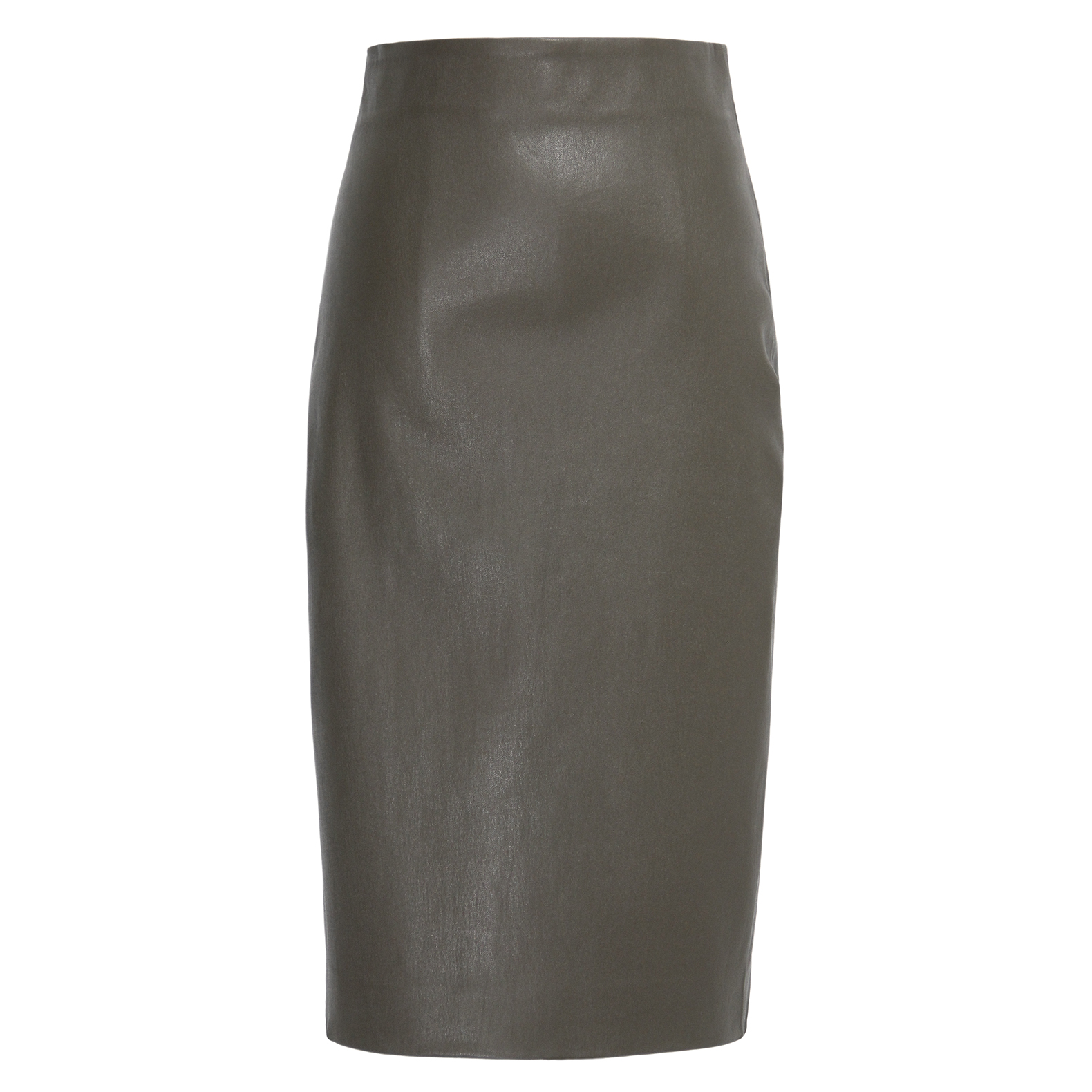 意大利高弹绵羊皮包身提臀纯色过膝中长后开叉女简约气质铅笔皮裙