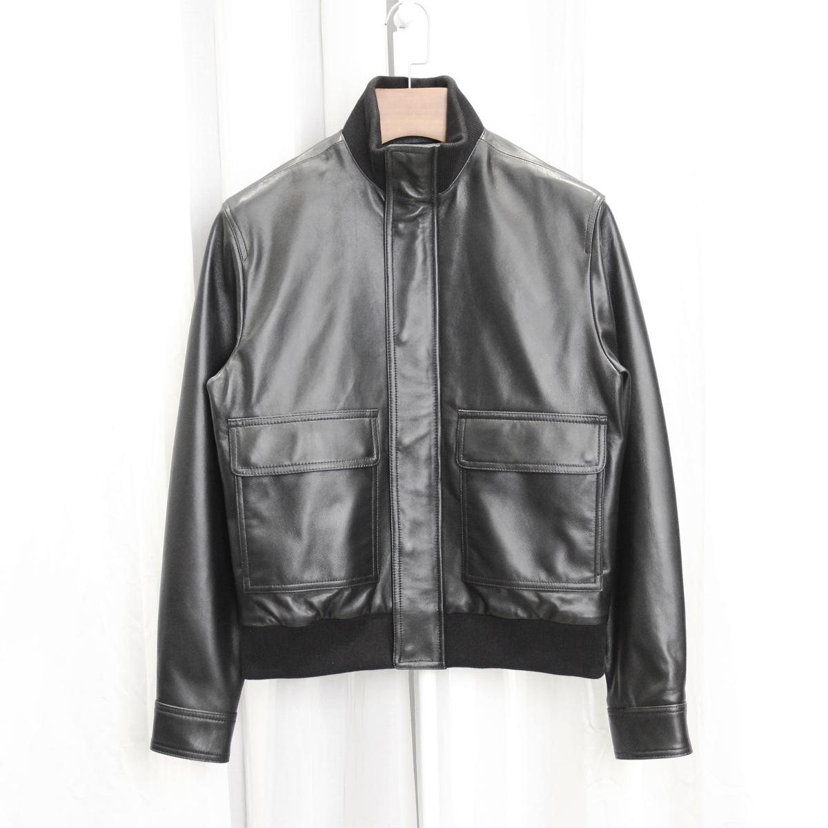 新款进口绵羊皮立领男士真皮衣