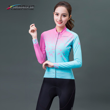 云歌新款夏季XGBAIKE自行车反光骑行服长袖 精美印花车衣女[高级]