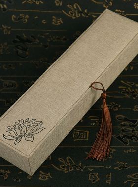 首饰盒古风文玩收纳盒高档流苏亚麻项链手镯盒桃木簪礼盒包装盒子